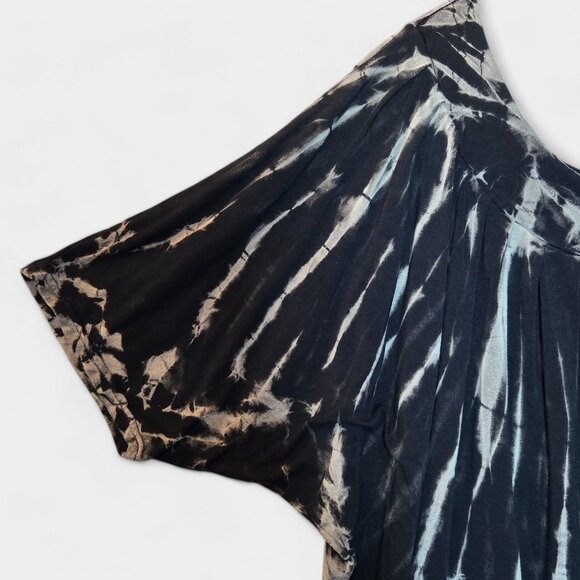 Mexicali Blues Tie Dye Blouson Top Black Grey Dolman Short Sleeve Soft Boho - Picture 2 of 7